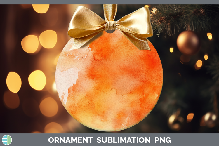 Watercolor Orange Ornament Sublimation Bauble Designs