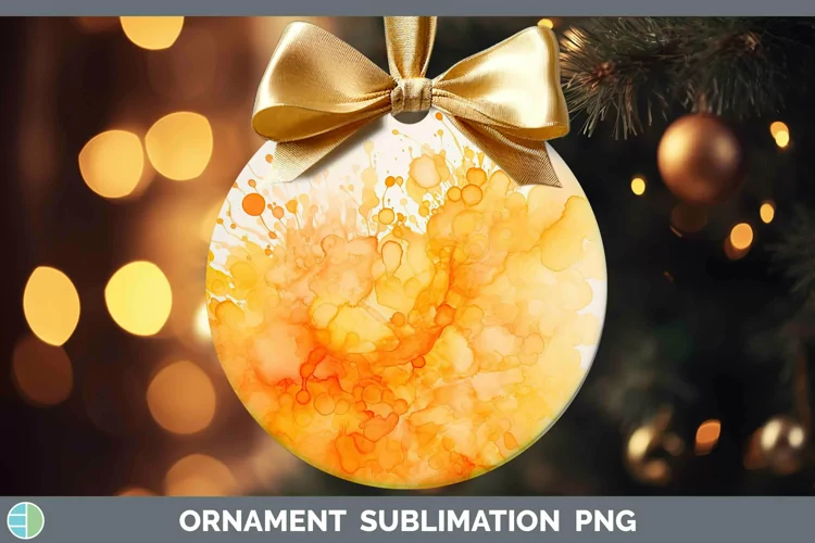 Watercolor Orange Ornament Sublimation Bauble Designs