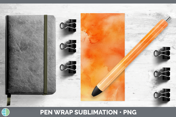 Watercolor Orange Pen Wrap Sublimation Pen Designs