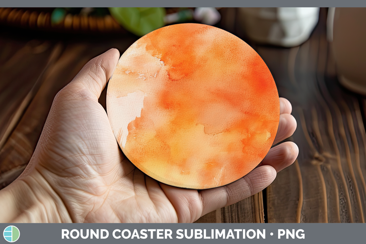 Watercolor Orange Round Coaster Sublimation Coaster Designs