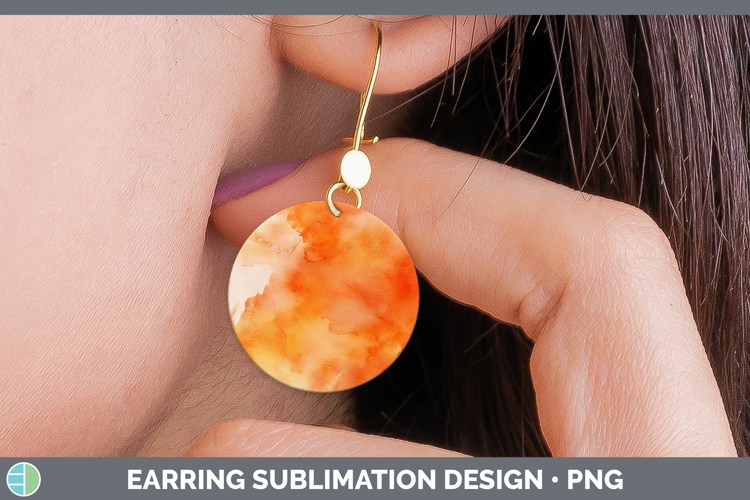 Watercolor Orange Round Earrings Sublimation Earrings Design