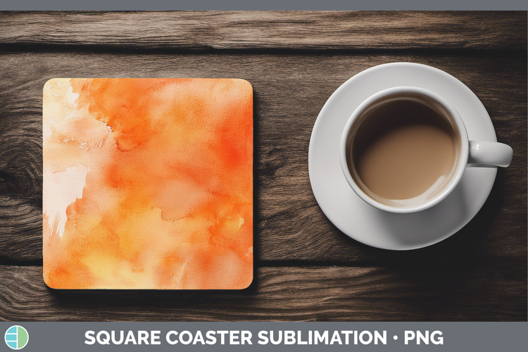 Watercolor Orange Square Coaster Sublimation Coaster Designs