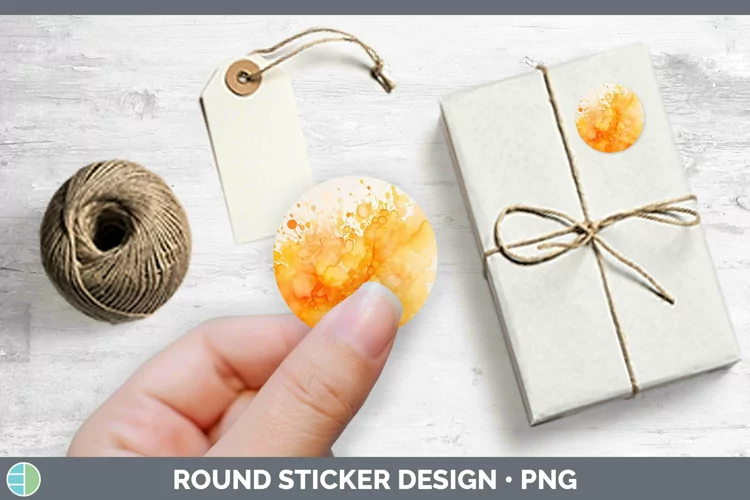 Watercolor Orange Stickers | Round Labels Designs