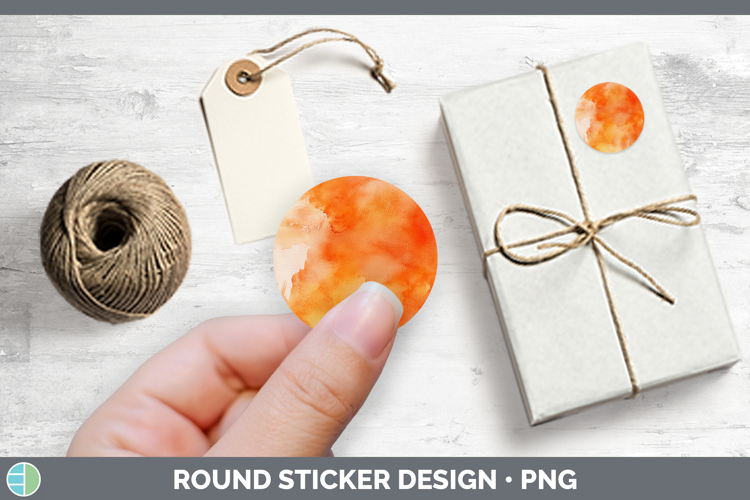 Watercolor Orange Stickers | Round Labels Designs