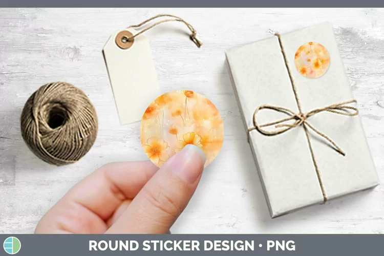 Watercolor Orange Stickers | Round Labels Designs