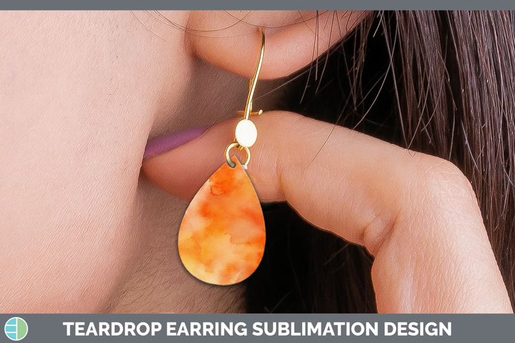 Watercolor Orange Teardrop Earrings Sublimation Earrings Des