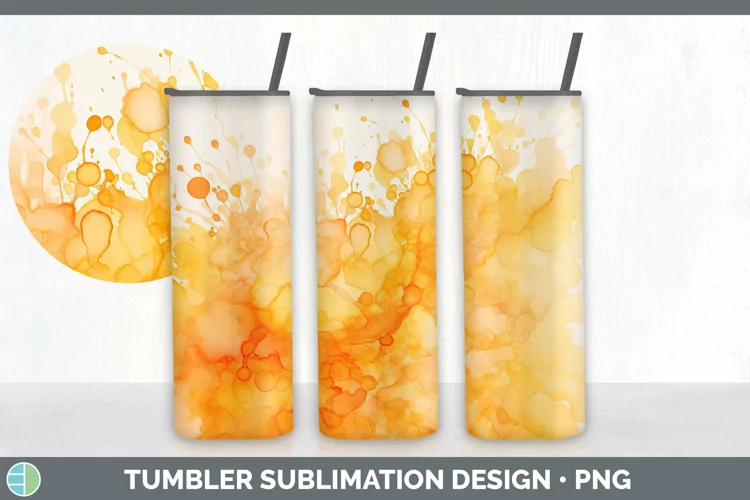 Watercolor Orange Tumbler Sublimation 20 oz Skinny Tumbler D