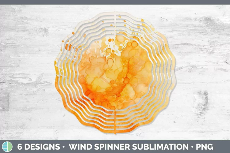 Watercolor Orange Wind Spinner Sublimation Spinner Designs