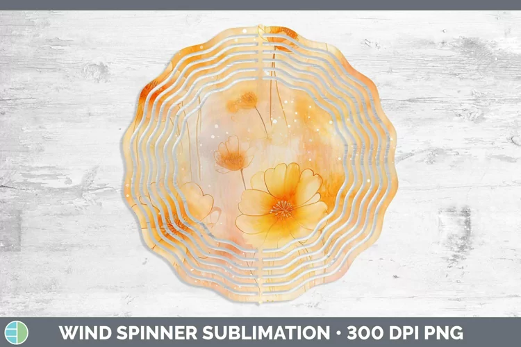 Watercolor Orange Wind Spinner Sublimation Spinner Designs