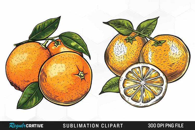 Watercolor Oranges Illustration Clipart