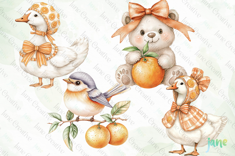 Watercolor Oranges Clipart Sublimation
