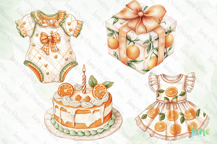 Watercolor Oranges Clipart Sublimation