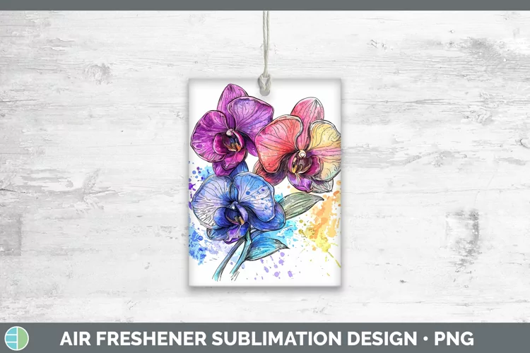 Watercolor Orchid Air Freshener Sublimation Car Freshener De