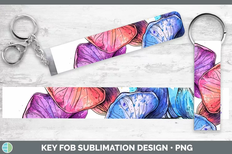 Watercolor Orchid Key Fob Sublimation Wristlet Designs
