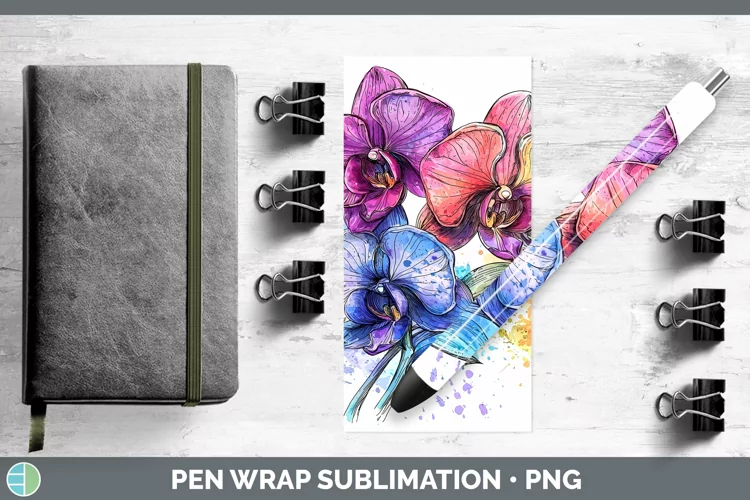 Watercolor Orchid Pen Wrap Sublimation Pen Designs