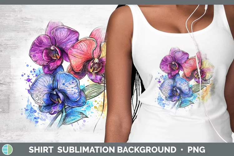 Watercolor Orchid Shirt Sublimation Sublimation Background D
