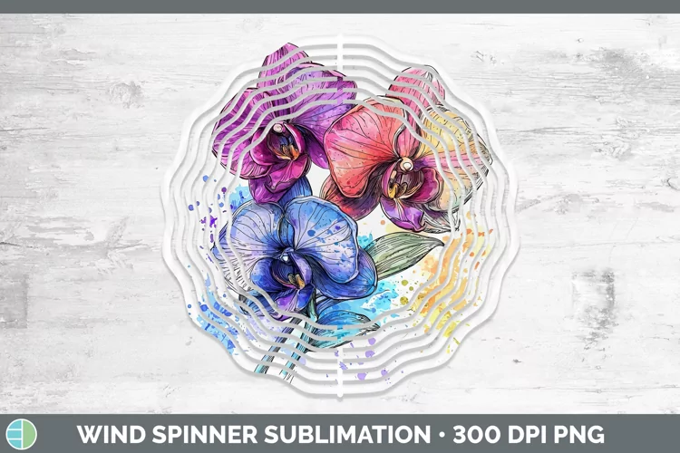 Watercolor Orchid Wind Spinner Sublimation Spinner Designs
