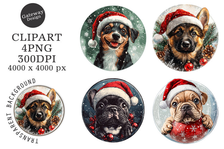 Watercolor Ornament Dog Sublimation Clipart example image 1