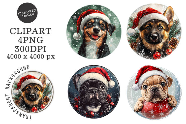 Watercolor Ornament Dog Sublimation Clipart