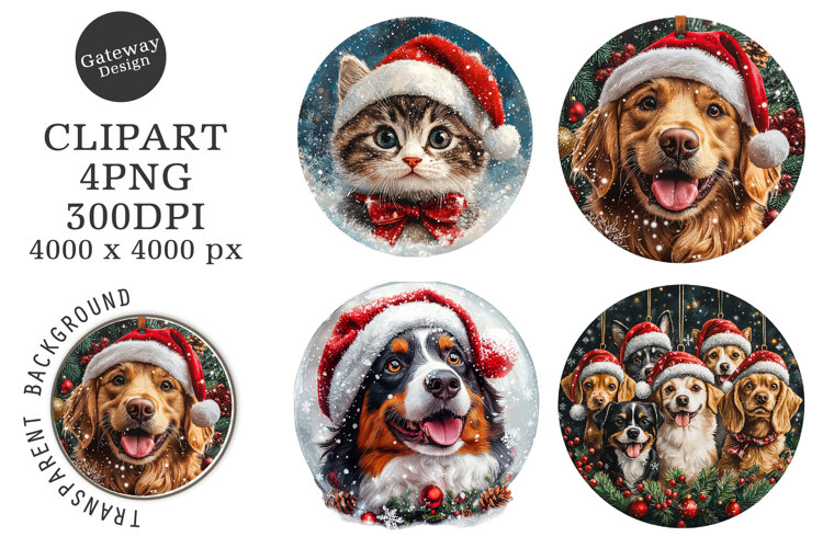 Watercolor Ornament Dog Sublimation Clipart example image 1