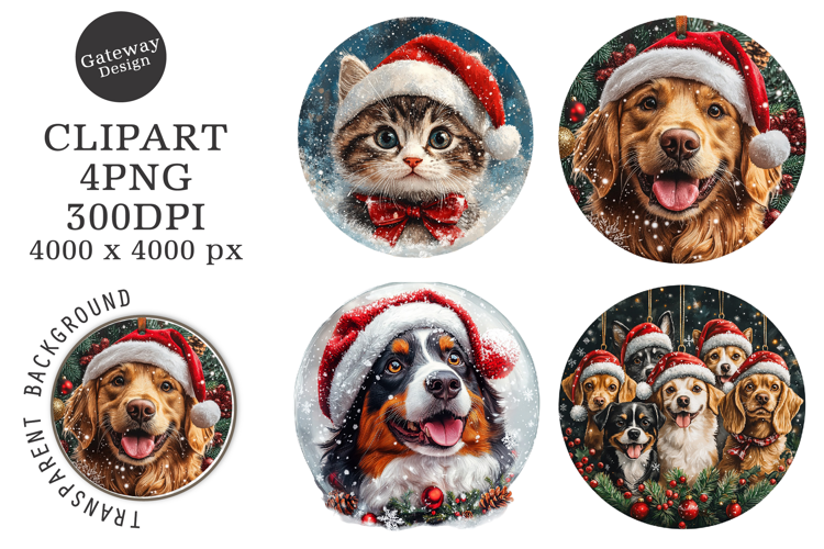 Watercolor Ornament Dog Sublimation Clipart