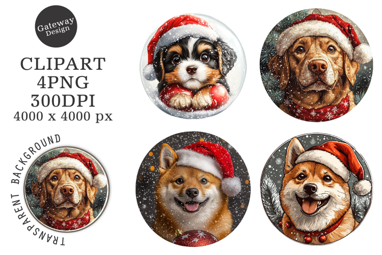Watercolor Ornament Dog Sublimation Clipart