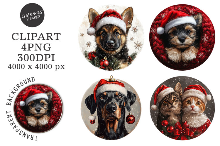 Watercolor Ornament Dog Sublimation Clipart example image 1
