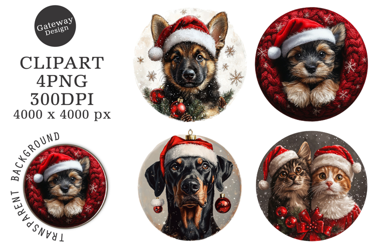 Watercolor Ornament Dog Sublimation Clipart