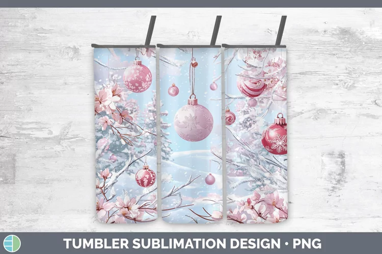 Watercolor Ornaments Tumbler Sublimation 20 oz Skinny Tumble