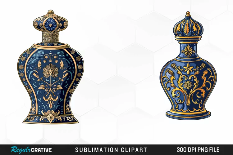Watercolor Ornate Perfume Bottle Clipart
