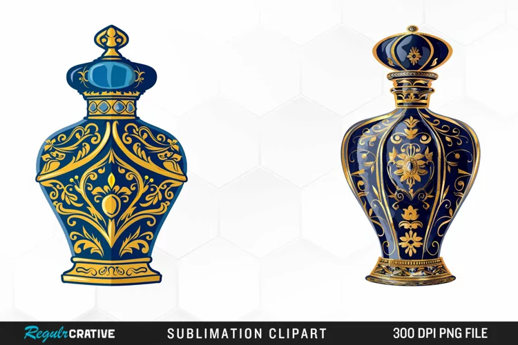 Watercolor Ornate Perfume Bottle Exquisite Clipart