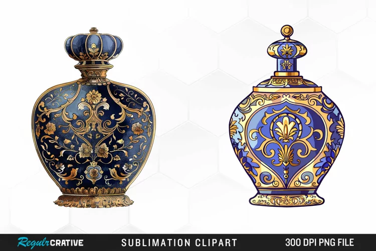 Watercolor Ornate Perfume Bottle Clipart