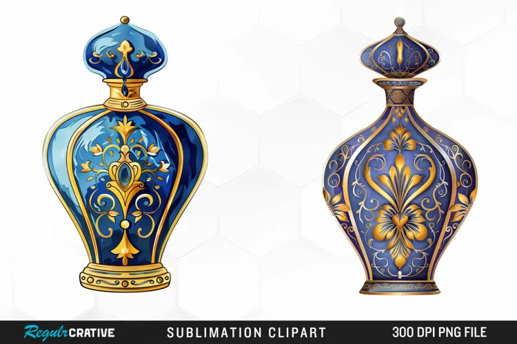 Watercolor Ornate Perfume Bottle Exquisite Clipart