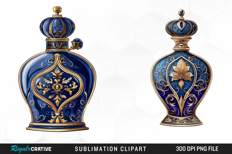 Watercolor Ornate Perfume Bottle Clipart