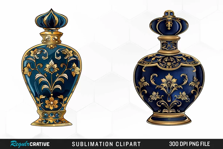 Watercolor Ornate Perfume Bottle Exquisite Clipart