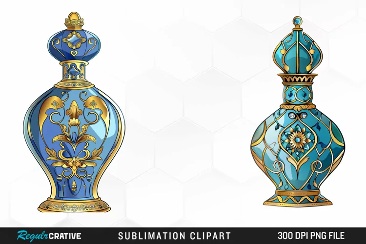 Watercolor Ornate Perfume Bottle Exquisite Clipart