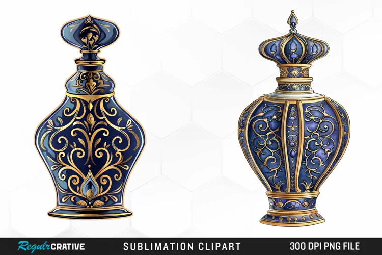 Watercolor Ornate Perfume Bottle Exquisite Clipart