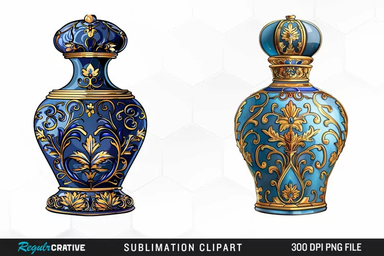 Watercolor Ornate Perfume Bottle Clipart