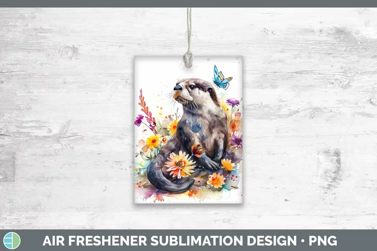 Watercolor Otter Air Freshener Sublimation Car Freshener Des
