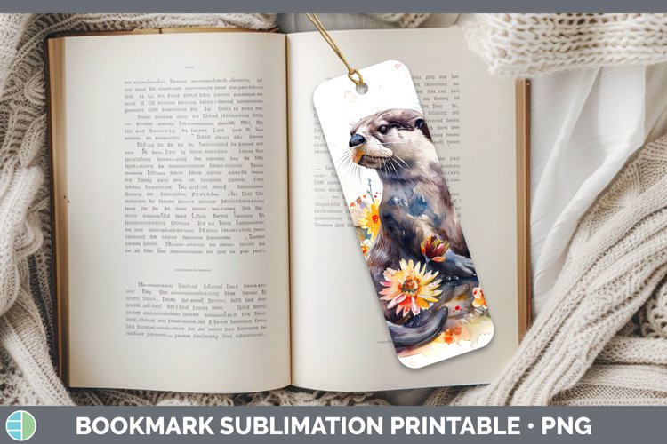 Watercolor Otter Bookmark Sublimation Printable Designs