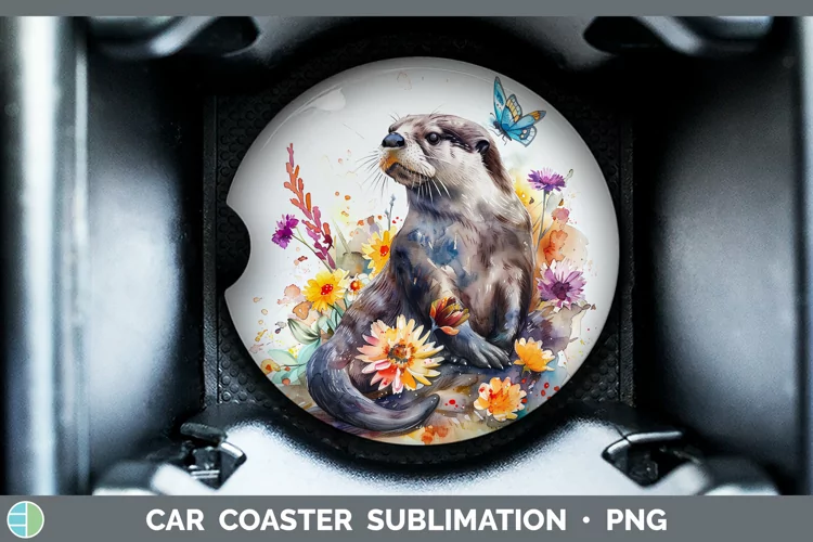 Watercolor Otter Car Coaster Sublimation Coaster Designs
