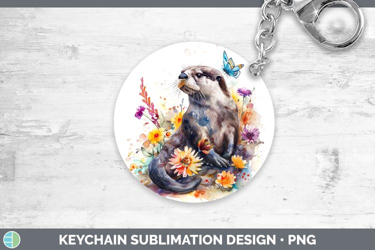 Watercolor Otter Keychain Sublimation Keyring Designs