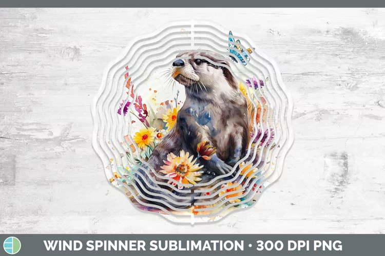 Watercolor Otter Wind Spinner Sublimation Spinner Designs