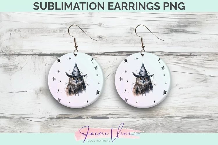 Owl Sublimation Round Earrings