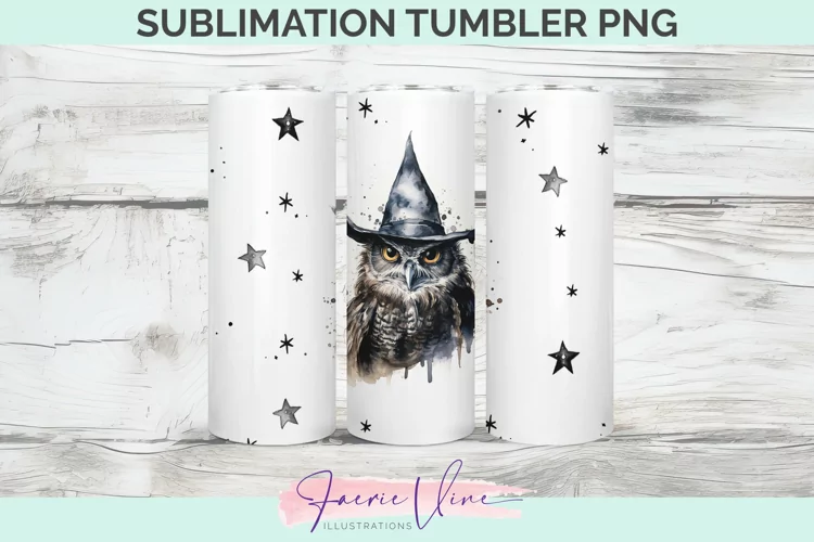 Watercolor Owl Sublimation Tumbler PNG