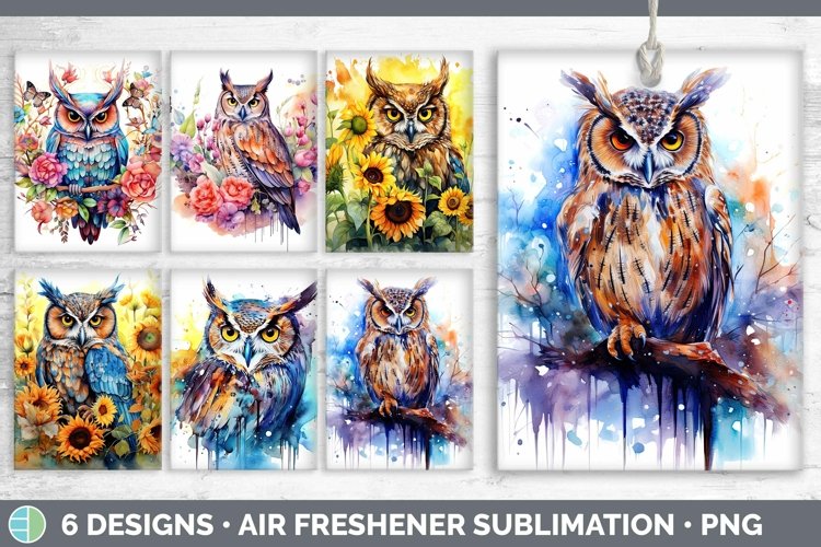 Watercolor Owl Air Freshener | Bundle Car Freshener Designs