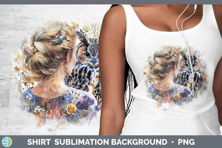 Watercolor Owl Blonde Female Shirt Sublimation Sublimation B