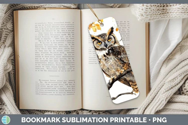 Watercolor Owl Bookmark Sublimation Printable Designs
