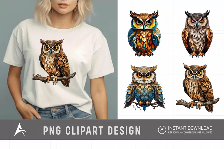 Watercolor Owl Clipart , Forest Animal Clipart