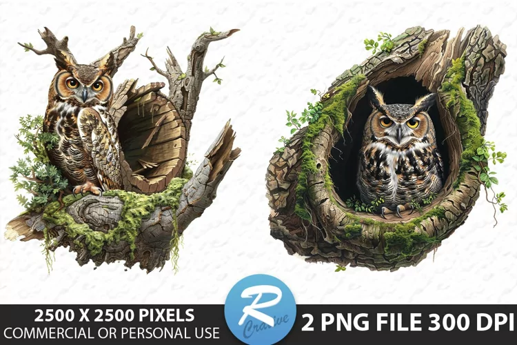 Watercolor Owl Sublimation PNG Clipart